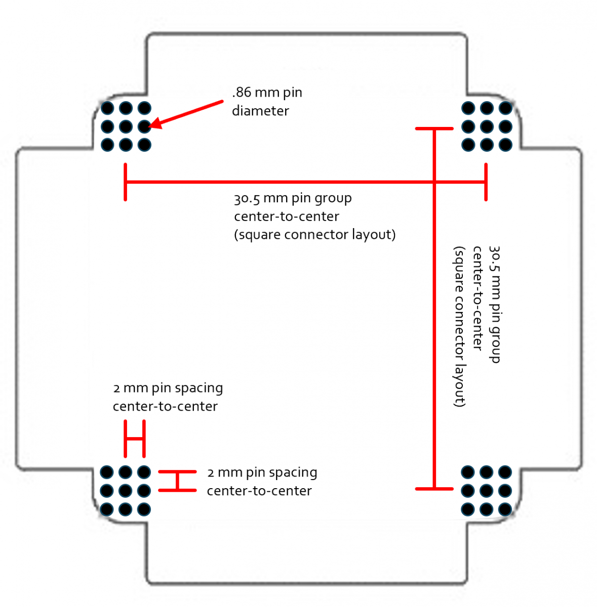 UxV35 Pin Spacing Diagram